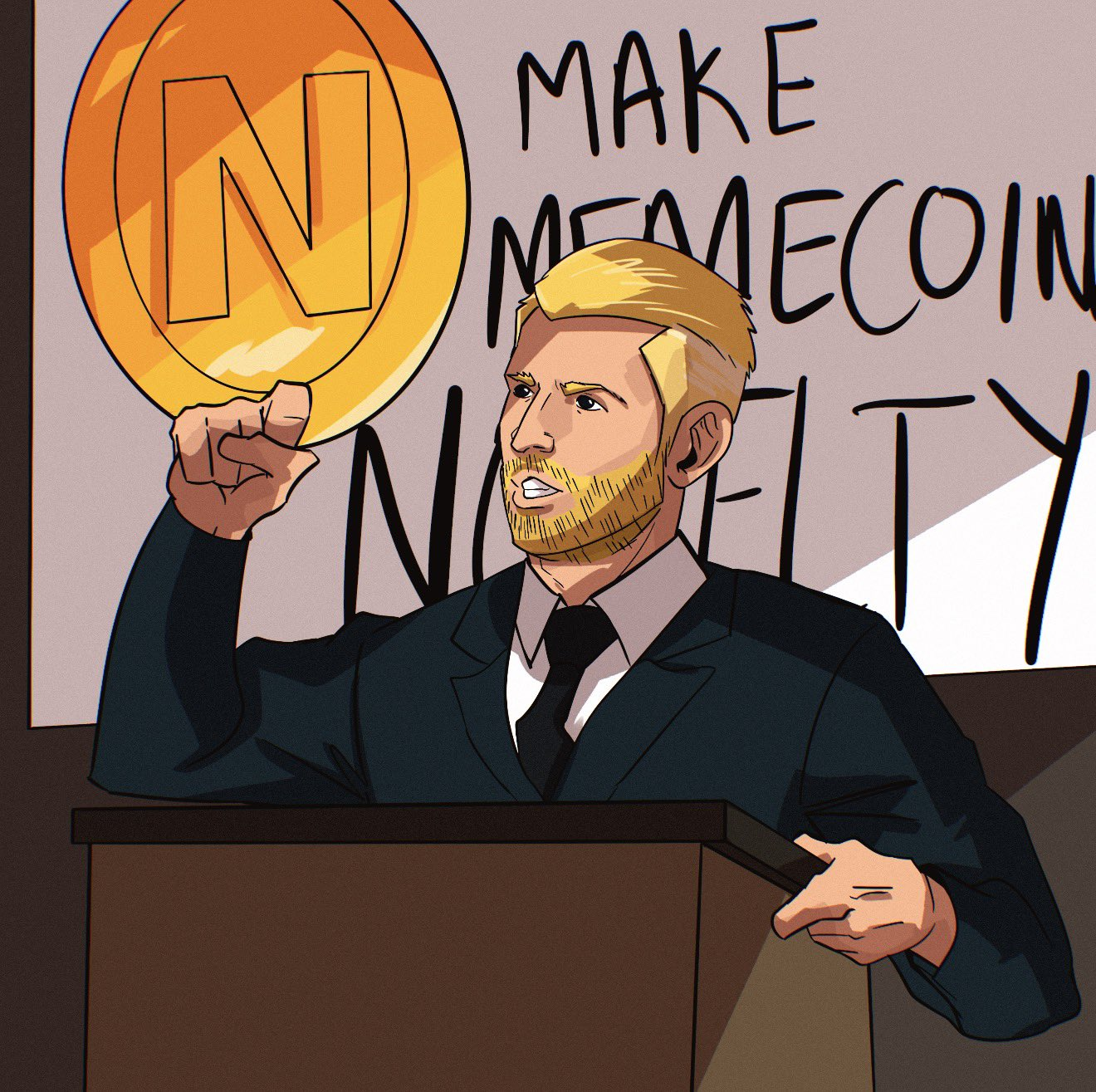 Eric at podium - Make Memecoin Novelty