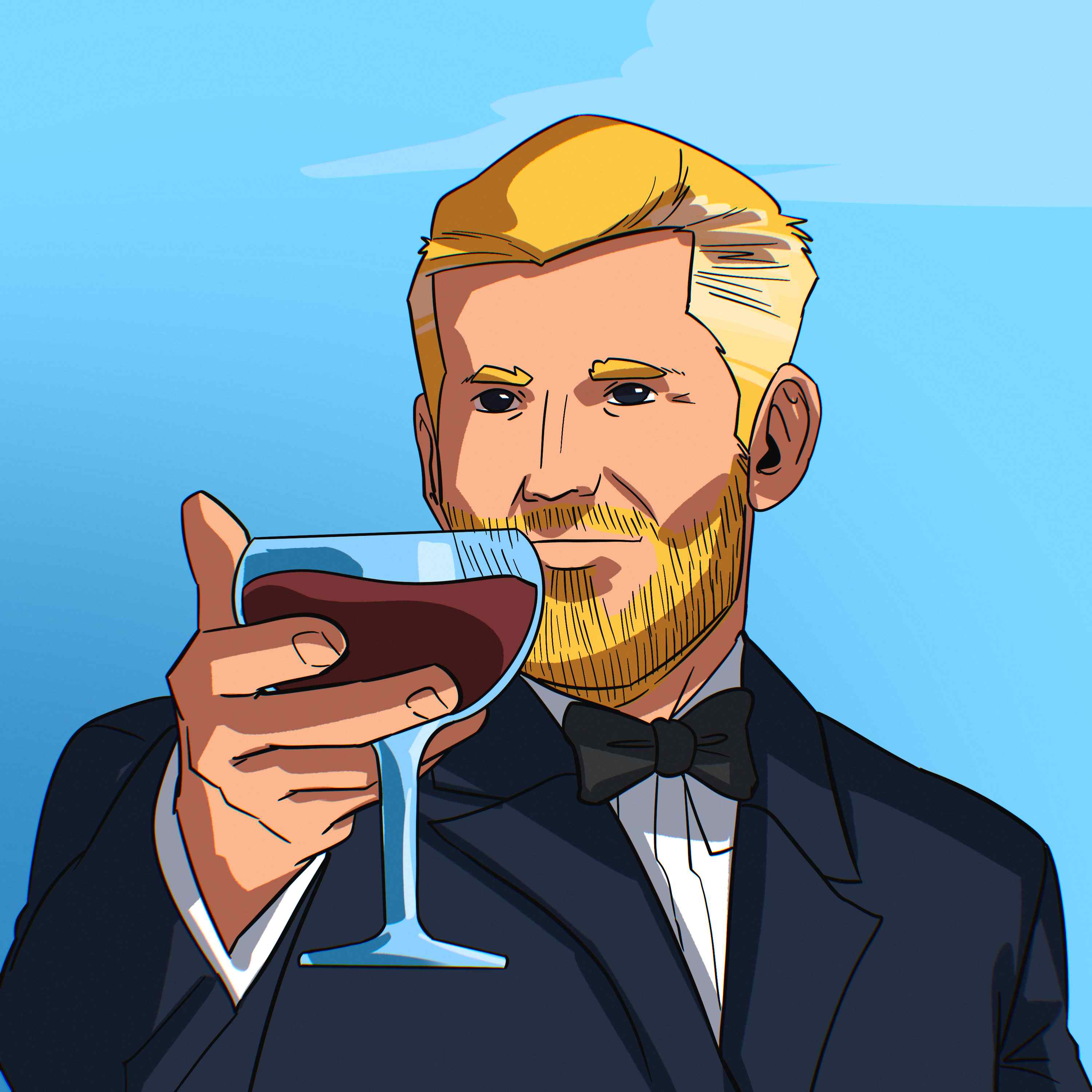 Eric in tuxedo with wine glass